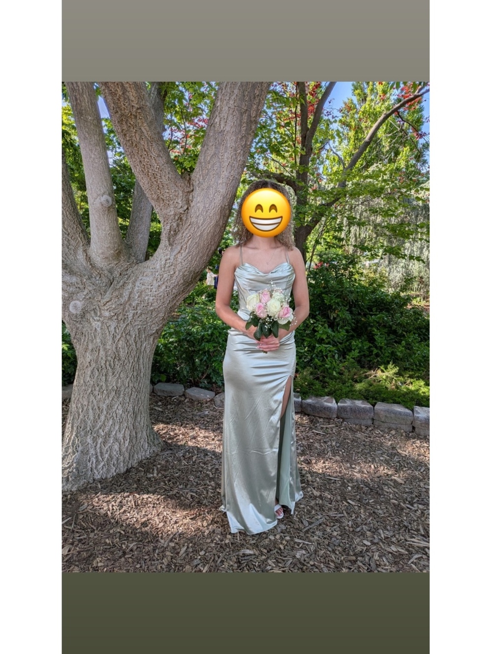 Elegant Light Green Satin Prom Dress with Corset Top and Slit